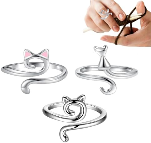lisutupode Virkringar för virkning, Virkring - Virkad Loop Ring Set om 3 - Garnguide Ring Garnguide Fingerhållare Slät och söt fingervirkad ring Mors dag Thanksgiving
