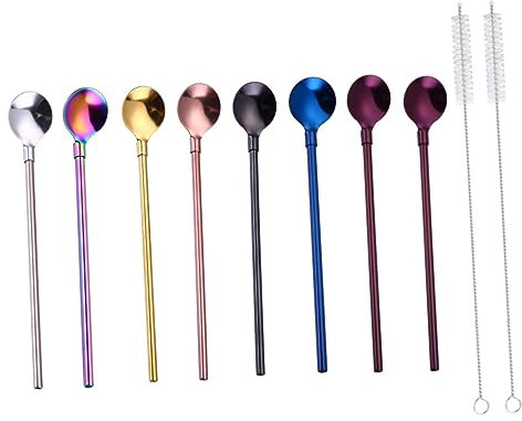 Cabilock cannuccia riutilizzabile ice cream scoop colleghe collega trave acciaio inossidabile colleghi cucchiaio di paglia cucchiaio di cannuccia