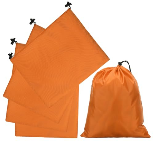 sourcing map Bolsa de poliéster con cordón y palanca, impermeable, bolsa de almacenamiento de viaje, plegable, bolsa de cincha para gimnasio, viajes, senderismo, yoga, organizador de ropa,, naranja