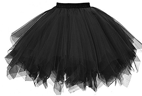 QIUhhpuy Jupe en Tulle pour Femme Jupe Tutu Rétro Tutu en Tulle à Trois Couches pour Adultes avec Doublure des Années 80 Halloween Rock Party Festival Celebration