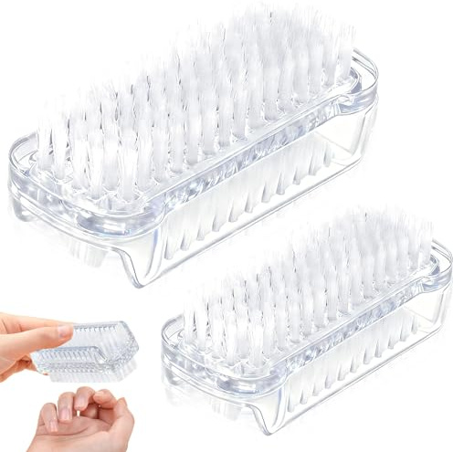 Zeaying 2 Pezzi Spazzola Resistente per Unghie da Viaggio, Plastica Spazzola per Manicure e Pedicure per Unghie con Doppie Setole Dure per Pulizia Mani Piedi Dita Scarpe e Igiene Superfici Domestici