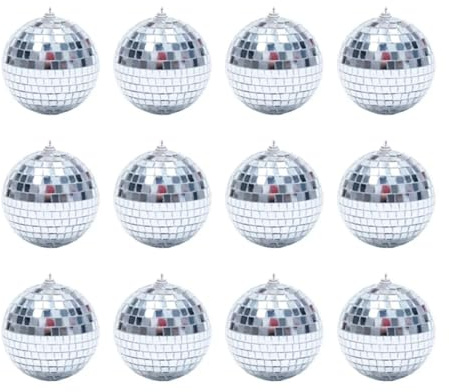 Palla da discoteca a specchio, ornamenti appendere, palline festa, matrimonio, casa, decorazione for albero, 12 pezzi(12Pcs 2cm)