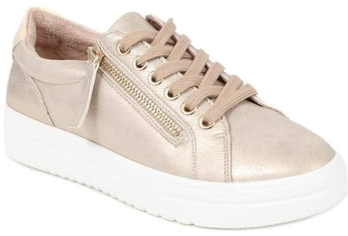 Pavers Womens Zip Up Chunky Platform Trainers Soft Gold Size 9