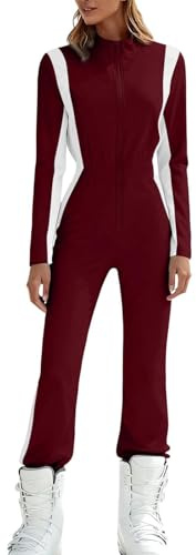 Combinaison Ski Femme pour L'extérieur Combi Skis Ensemble Thermique Imperméable Coupe-Vent Veste De Skis Hiver Chaude Vetement