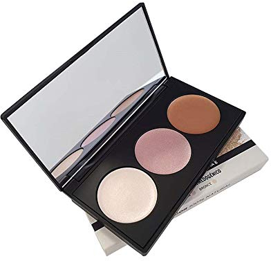 Camaleon Cosmetics - Palette illuminanti - 3 tonalità - Bianco, Rosa e Bronzo - Crema - 100% Naturale - Vegano - 1 Unità - 7,5 g