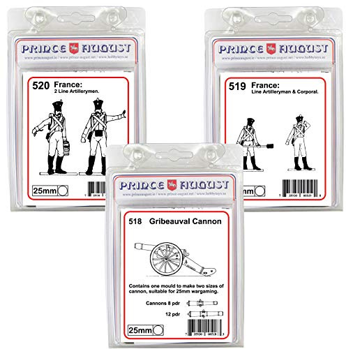 Prince August Hobby Lot de 3 moules de moulage d'artillerie française et canon