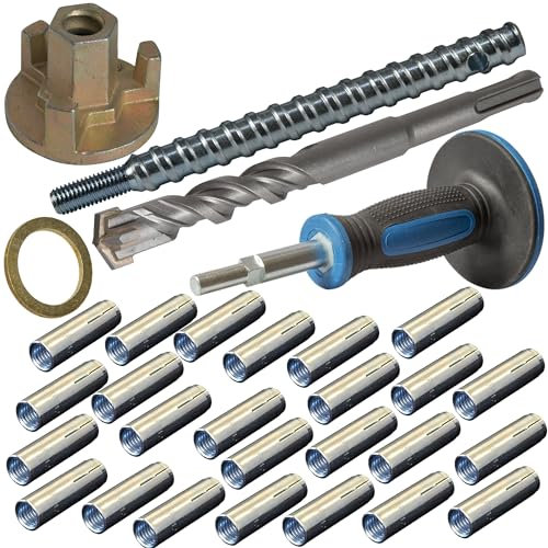 Befestigungsset Beton für Kernbohrständer, ETA Zulassung, 30-teilig inkl. 25x Einschlaganker, SDS-Plus Bohrer & mehr