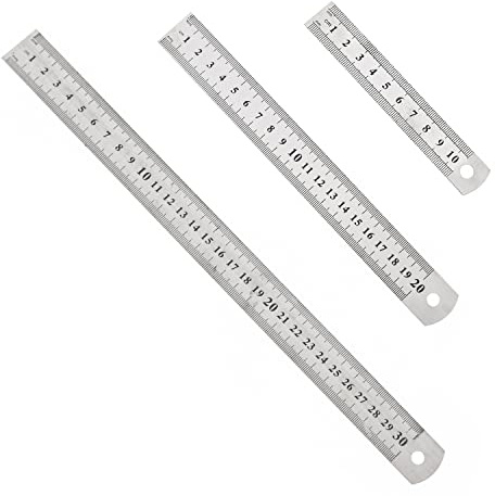 3 Pcs Réglet 10cm 20cm 30cm Outil Règle pour Étudiants et Bureau (Règle en acier inoxydable)