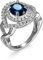 Banemi Ring Vintage Damen, Modeschmuck Ring Damen Versilberter Blau Zirkonia Oval Damen Verlobungsring Größe 52 (16.6)