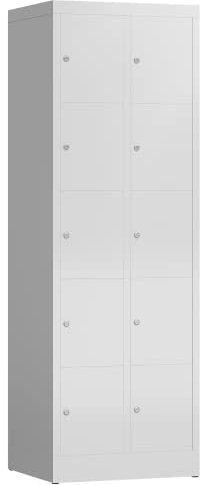 Lüllmann 10 Fächer Spind Schließfachschrank kompl. montiert und verschweißt Wertfachschrank Fächerschrank Spind Umkleideschrank (RAL 7035 lichtgrau)