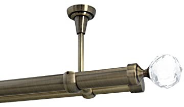 Sento 25/19mm Gardinenstange Vorhangstange 2-läufig Deckenmontage Messing Antik 400 cm Carla