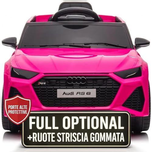 TOYSCAR Macchina Elettrica per Bambini Audi RS6 Full Optional Auto Elettrica per Bambini Telecomandata Sedile in Pelle Porte Apribili Doppio Motore Elettrico 12V Carico 25 kg