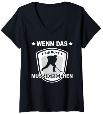 Damen Eishockeyspieler Eishockeyteam Eis Ruft Hockey Eishockey T-Shirt mit V-Ausschnitt