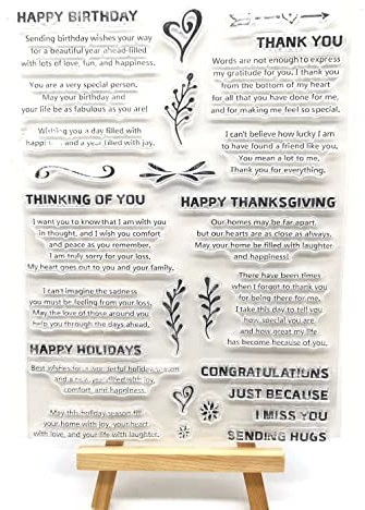 NZJ Merry Christmas Thinking of You Happy Thanksgiving Clear Stamps for Card Making Scrapbooking Crafting DIY Decorations, Transparent Silicone Seal Stamps for Embossing Album Crafts