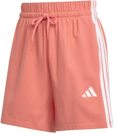 Adidas Donna Essentials 3-Stripes Cotton Shorts, Semi Turbo/White, M