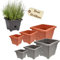 GarPet Pflanzkübel Rechteckig Pflanzkübel Groß Außen Blumenkübel Outdoor Pflanztopf Pflanzkasten Blumentopf Wasserspeicher (Terrakotta, 25x25 cm)
