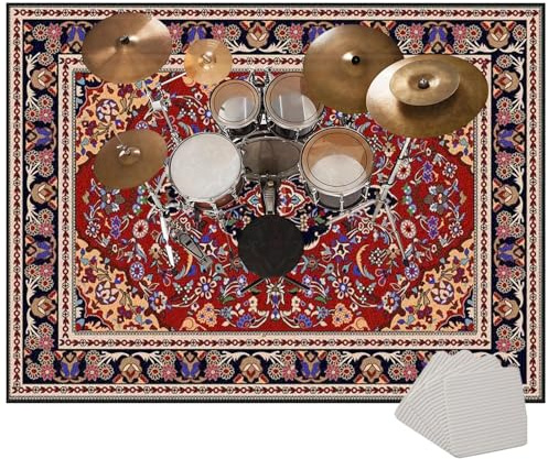 Drum Rug Drum Mat Soundproof Mat 180 x 160 cm Drum Carpet Non-Slip Drum Carpets Professional Rectangle Drum Rugs For Percussion Electronic Drums Bass Drum Snare Drums Kit Etc Musical Instruments Mat