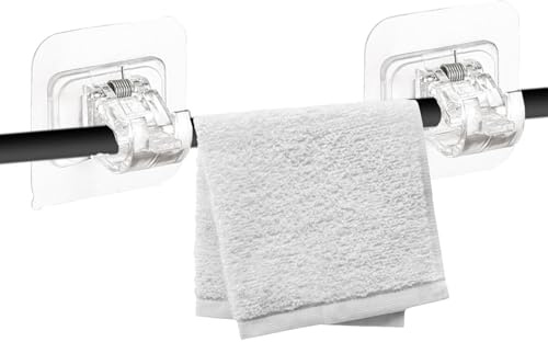 Soporte para barra de cortina,Gancho de barra transversal de soporte de cortina sin clavos de 2 piezas para guardar dispositivos - Soporte funcional para barra de cortina hecho de material ABS y PVC.