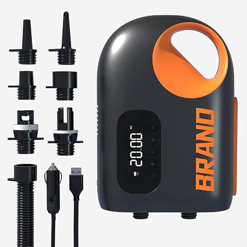 Pneterg Pompa elettrica a pagaia da 20 PSI, pompa elettrica per SUP da 18000 mAh con LED, torcia, emergenza SOS, gonfiaggio/sgonfiaggio a 2 stadi, per pagaia, kayak, tenda, aquilone,