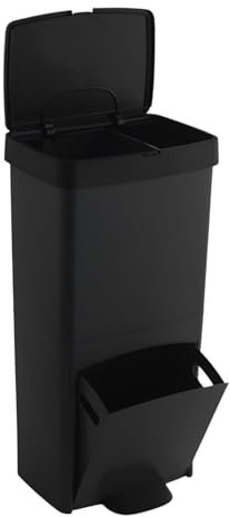 WELL HOME MOBILIARIO & DECORACIÓN Cubo de basura 70L, VERTICAL, 2 compartimentos, papelera residuos, 76 cm, fácil gestión