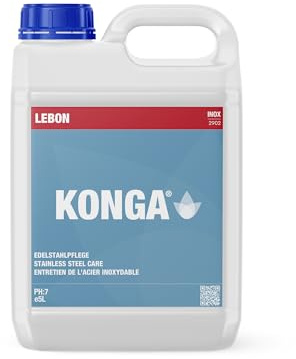 Konga Inox Professioneller Edelstahlreiniger & Mineralöl für Edelstahl | Hochergiebiges Konzentrat | Reinigt, glänzt und schützt vor Fingerabdrücken | Für Geräte und gewerbliche Oberflächen (5 l)