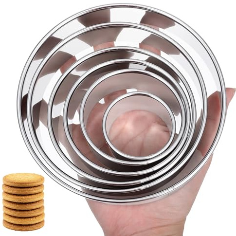 6 PCS Circle Cookie Cutter Set Stainless Steel Biscuit Cutters for Baking Round Cookie Cutter for Cookies and Donuts (2, 3, 3.5, 4, 5, 6 Inch)