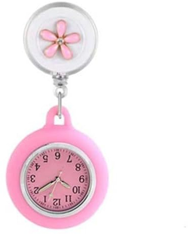 YUGSHNKFC Reloj retráctil de Enfermera con Solapa Colgante, Funda de Silicona y manecillas Que Brillan en la Oscuridad para turnos de Noche Reloj retráctil de Enfermera