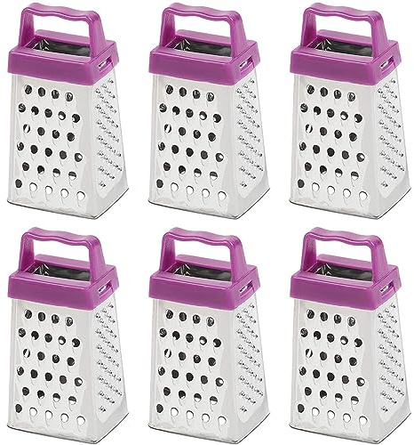 Juvale Mini Stainless Steel Cheese Grater Set - 4-Sided Zester Grater - Durable Stainless Steel Set - Compact Kitchen Utensils - Pack of 6, 1.5x 2.9x 1.15