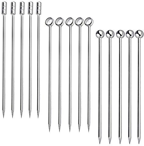 Oneroomone 15 Stück Edelstahl Cocktailspieße, Edelstahl Cocktail Picks, Partyspieße, 3 Formen Cocktail Picks, Für Cocktail Party Oder Barbeque Snacks, Club Sandwiches