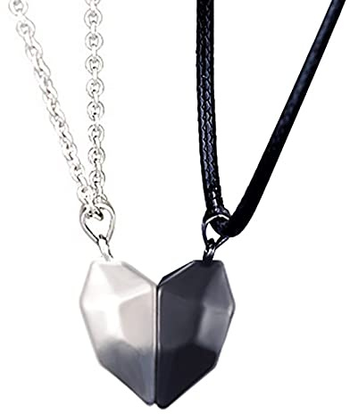 VGWON Soulmate Magnetic Couples Necklaces, Couple Gifts for Boyfriend Girlfriend Couple Him Her Best Friend, 2PCS Matching Necklaces Love Heart Pendant, Birthday Anniversary Christmas Gifts