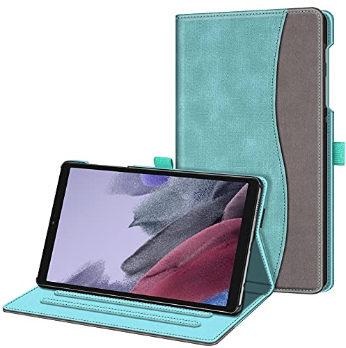 Fintie Hülle für Samsung Galaxy Tab A7 Lite 8.7 2021, Multi-Winkel Betrachtung Folio Schutzhülle, Dokumentschlitze für Galaxy Tab A7 Lite 8.7 Zoll SM-T225/T220, Jeansoptik Türkis