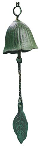 Koala Superstore Japanische Windspiele aus Gusseisen, Antik-Metall, Tulpenblätter, Vintage-Tempelglocken, Balkongarten, grün