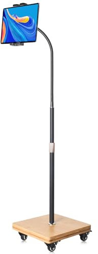 wishacc Tablet ständer für ipad pro 12.9 stativhalterung - Tablet-Bodenständer mit Rollen Schwanenhals Halter mit Einstellbarer Höhe und Stabiler, für mit 4.7-13 Zoll