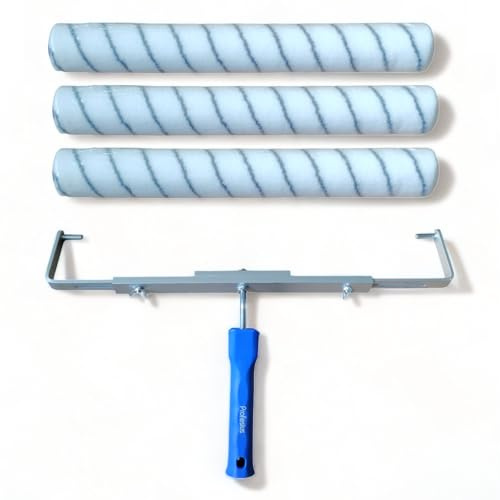Profesius 50cm Bodenbeschichtungswalzen Set - Bodenrolle lösungsmittelbeständige Großflächenwalze + Verstellbügel- für: 2K-Lacke, Epoxidharzfarbe, Nitrolack, Rostschutzfarbe