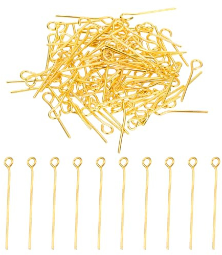 PATIKIL 16mm Pin de Ojo, 150pcs Pasadores de Ojo Abierto de Metal Agujas de Ojo para Hacer Joya Hallazgos Pendientes Collar Pulsera Manualidades Diy, Tono Dorado