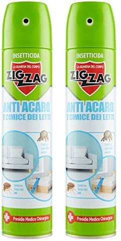 Zig Zag, Spray Anti Acaro, Acaricida per materassi, Acaricida per divani, Spray contro le Cimici dei Letti, Insetticida per uso domestico, Ideale contro le pulci, 300ml (Confezione da 2)