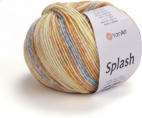 YarnArt Jeans Splash - Variegerat sportgarn 55 % bomull 45 % akryl 1 hud/boll 50 g 174 yds mjukt bomullsgarn för Amigurumi