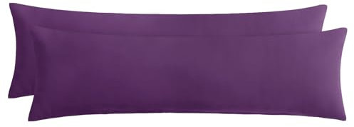 Aisbo Kissenbezug 40x145 2er Set - Seitenschläferkissen Bezug 40 x 145 Lila mit Reißverschluss aus Mikrofaser Weich, ÖKO-TEX Kopfkissenbezug 145x40 für Seitenschläfer Kissen