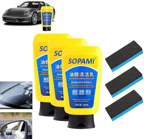 YOZO Sopami Oil Film,150ml Sopami Car Coating Spray,Car Glass Oil Film Cleaning Emulsion,Nano Ceramic Crystal Coating Agent，Wax & Oil Applicator,Scratch Repair Wax for Car,Oil Film Cleaning