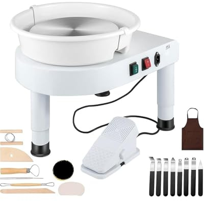 DRFGHK Electric Pottery Wheel 35CM 350W, Wheel Forming Machine, Adjustable Speed Pottery Clay Shaping Machine with Foot Pedal Sculpting Tools, DIY Clay Modelling Kit for Adults & Kids