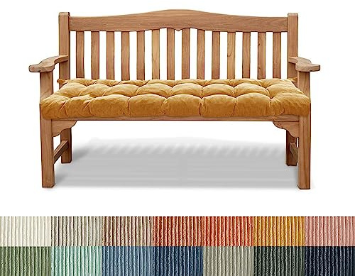 Cuscino per panca da interni/esterni, 90 x 40 x 6 cm, comodo, trapuntato, per finestra a bovindo, antiscivolo, per patio, mobili da giardino, divano, dondolo (curcuma)