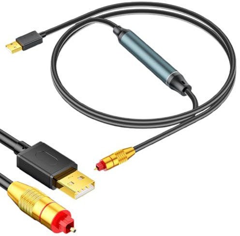 WAVATA USB zu Optischer Audio Adapter,USB A zu Fiber Optic Audio SPDIF Port Anschluss,1.5M Multipurpose Digital Sound Converter für Laptops, Computer- Und Heimkino -Systeme, Easy Plug und Play