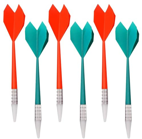 Xgvzs 6 freccette con punta morbida, in plastica, delicate, per bersagli morbidi, ideali per interni, ufficio, casa, giochi per bambini e adulti (rosso + verde)