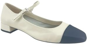 MODELISA - Zapato Mary Jane De Tacón Bajo Correa Ajustable para Mujer (Blanco, Sistema Tallas Calzado EU, Adulto, Mujer, Números, Mediano, 39)
