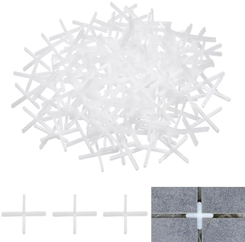 sourcing map Distanziatori per piastrelle, 800 pezzi, 1,5 mm, a forma di croce, per pareti e pavimenti, colore: bianco