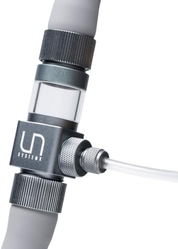 UNS Pro Inline CO2 Diffuser - Aluminum, High Gas Dissolution Diffuser for Freshwater Aquarium - Aquascaping Tank Ext. Canister Filter Accessory for 25/32in, 13/16in or 20ID Tubing - Space Gray, 20mm