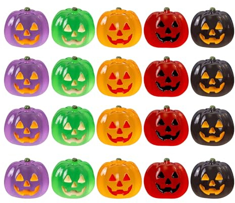Generico 20pcs Zucche Halloween Decorative, Mini Zucche Illuminano in Resina, Decorazioni Halloween