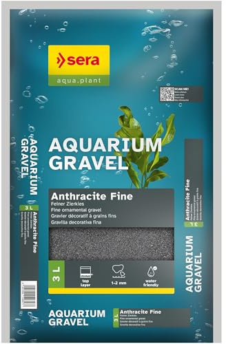 Sera Aquarium Gravel Anthracite Fine 3 L | Substrato per Tutti Gli acquari d’Acqua Dolce | Sicuro per Pesci, Loricaridi e gamberetti | Aspetto Naturale