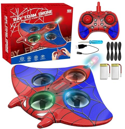 Mini Drone RC, Jouet Télécommandé en Forme de Raie Manta avec Lumières LED, 360° Rotation, Maintien d’Altitude, 2 Batteries, Quadricoptère pour Débutants, Usage Intérieur Extérieur