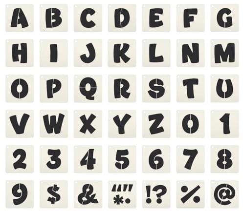 PATIKIL 5.1cm/ 2 Letter Number Stencils, 42Pcs Square Reusable Letter and Number Stencil Templates for Painting on Wall Wood Fabric Signage, Uppercase Letter Style